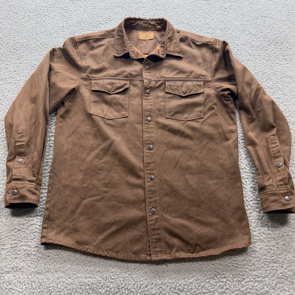 Red Head Ranch Shirt Jacket Mens Large Brown Canvas Snap Western Workwear L